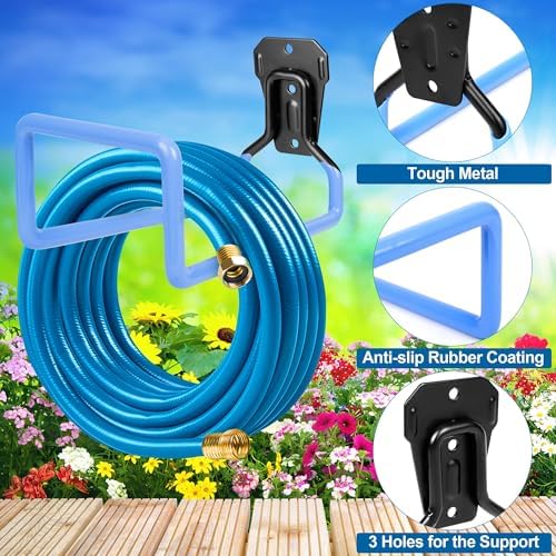 PeoMev Hose Holder Wall Mount Metal Hose Hook Garden Hose Rack