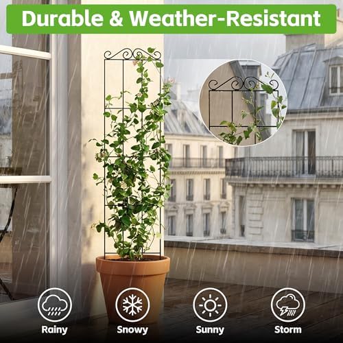 4Pack 37.5'' Metal Garden Trellis for Climbing Plants Outdoor