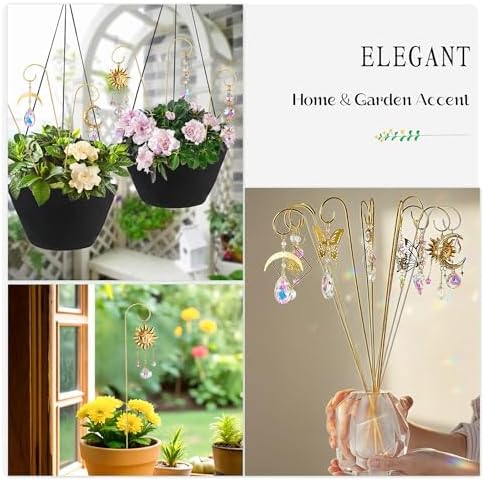 6PCS Small Trellis with Crystal Sun Catchers for Mini Potted Plants Gifts