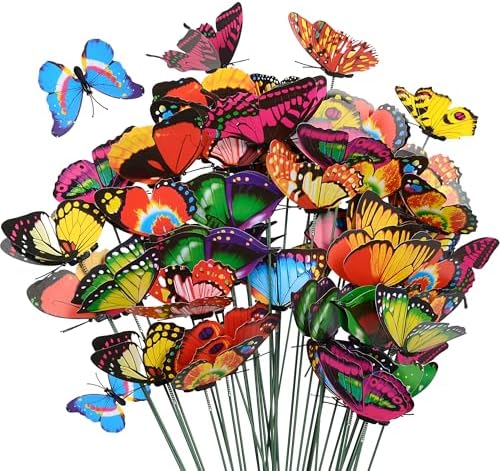 40 Pcs Decorative Butterfly Garden Stakes, 11.4 inch Waterproof Butterfly Picks for Flower Bouquet Arrangements, Colorful Plant Stick Kit Decorations for Patio Yard Pot (Multicolor)