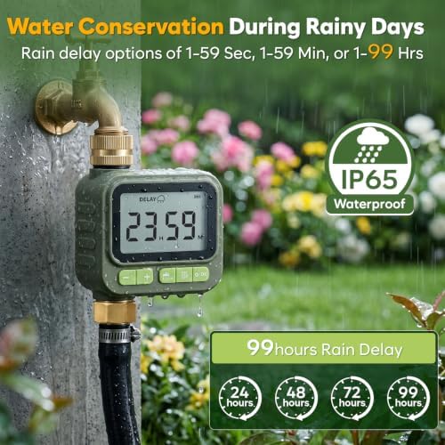 1 Zone Water Timer with Brass Inlet Outlet, Sprinkler Timer for Garden Hose