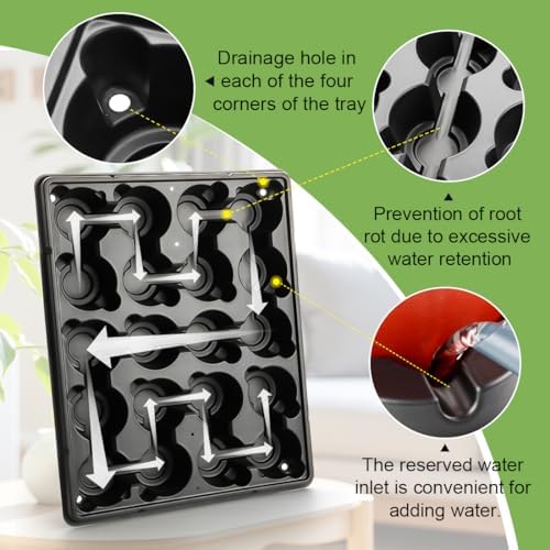 RooTrimmer 3.15 Inch Peat Pots 100 Pcs with 20 Cell Seedling Trays 5 Pcs, Biodegradable Seed Starter Pots with Drainage, Reusable Nursery Tray for Seed Starting Indoor Gardening Propagation Kit 5 Sets