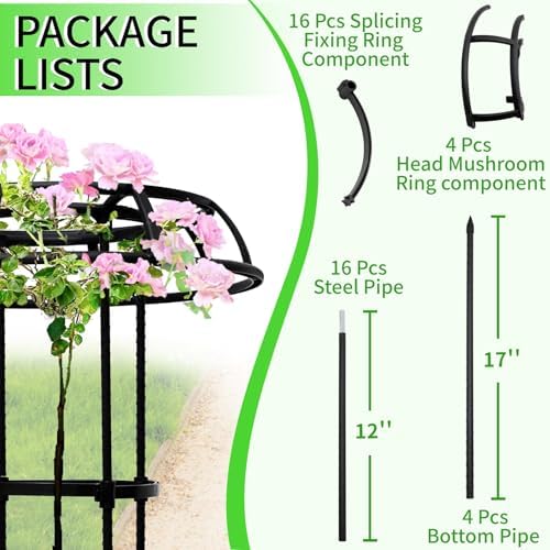 2-Pack 65-Inch Garden Trellis for Climbing Plants,Heavy-Duty Metal Obelisk with Mushroom Top,Stable Support for Potted Clematis,Tomato,Cucumber,Rose,Pea & Vine
