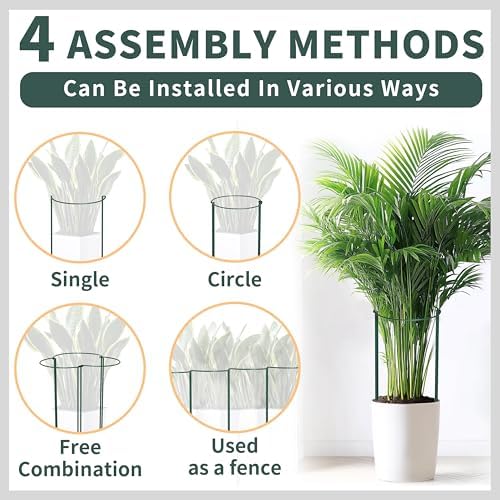 TCBWFY 24"Hx10"D Plant Supports Stakes for Large Heavy Plants,20 Pack Peony Supports,Heavy Duty 4.5mm Wire Peony Cages,Interlock Garden Supports Ring Border Support,Plant Support Cage for Rose Flowers