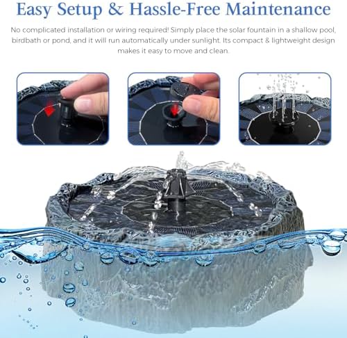 WANGIRO Solar Powered Bird Bath Fountain 7.8 Inch Dark Green