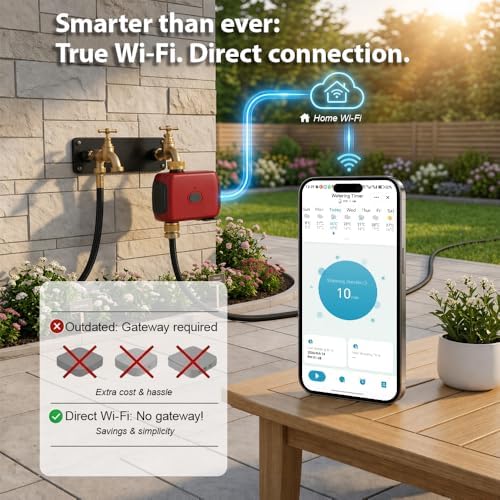 GIEX WiFi Sprinkler Timer, Smart Hose Faucet Water Timer for Garden Irrigation, Compatible with Alexa and Google Assistant, Compatible with Tuya Smart Life App, Automatic Watering System