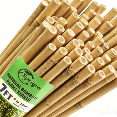 Plant Stakes, Garden Stakes Multi-Purpose, Bamboo Plant Support Stakes for Climbing Plants (7FT, 50pcs)