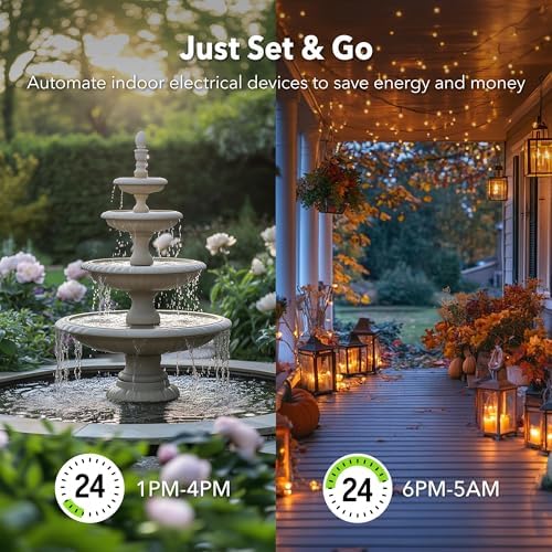BN-LINK Outdoor 24-Hour Mechanical Timer Outlet, 2 Grounded Outlets, 2 Pack