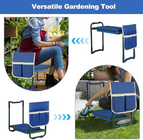 sancat Garden Kneeler, Thicker and Wider Kneeling Pad, Steel Seat Frame