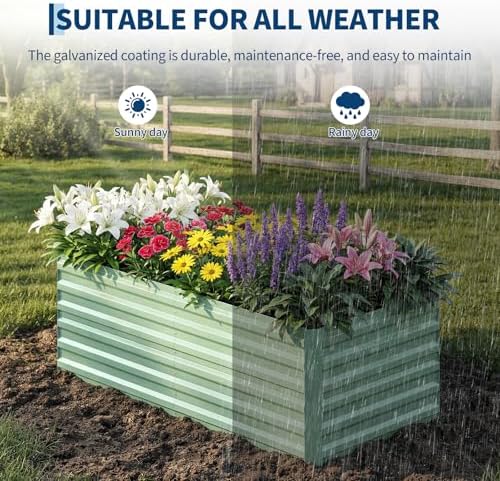Garvee 2PCS 6x3x2ft Galvanized Raised Garden Bed, Outdoor Planter Box
