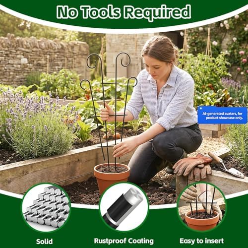 4 Pack 32 Inch Tall Metal Plant Trellis for Potted Plants