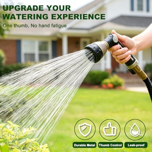 FANHAO Metal Thumb Control Garden Hose Nozzle Heavy Duty, 8 Spray Patterns