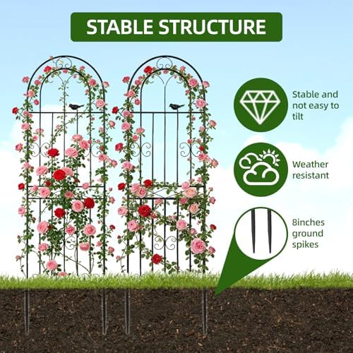 Amoskey Durable Garden Trellis for Climbing Plants - Outdoor Trellis Supports for Lush Greenery - Ideal for Vines, Flowers, and Vegetables, Easy Installation & Space-Saving Design (71"H*20"W -4 pack)