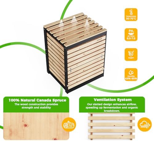130 Gallon Canada Cedar Wood Compost Bin, Outdoor Composter, Natural