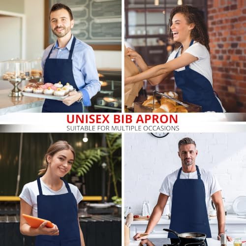 Utopia Kitchen Bib Aprons 2 Pack Adjustable With 2 Pockets 100% Polyester