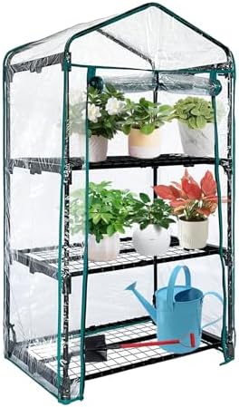 3 Tier mini Indoor Greenhouse Upgraded with Shelf Clips,27"x19"x50" Greenhouse for Indoors&greenhouses for Outdoors with PVC Cover and Roll-Up Zipper Door