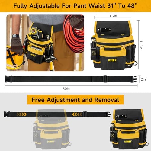 LEFOR·Z Tool Belt,14-Pockets Tool Belts for Men with Magnetic Tool Pouch