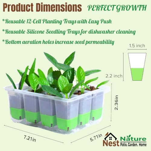 NestNature Silicone Seed Starter Tray , 5-Pack 60 Cells, Root-Safe