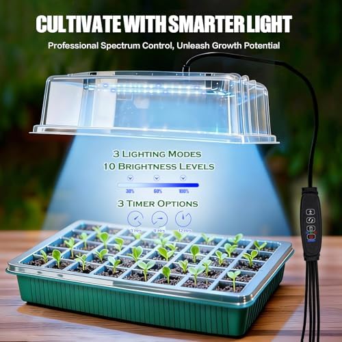 2 Pack 80 Cell Seed Starter Tray with Grow Light & Humidity Dome