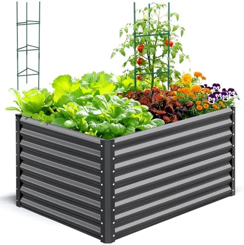Quictent Galvanized Tall Raised Garden Bed 4x3x2 Ft