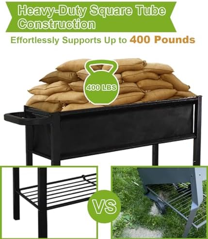 Raised Garden Bed with Legs Outdoor Elevated Planter Box with Wheel