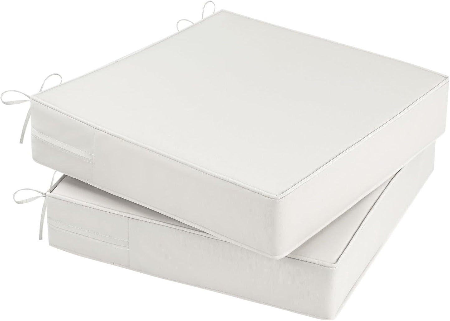 Outdoor Chair Cushions Set of 2 for Patio Furniture 24x24x4 Inch Waterproof Patio Chair Cushion 3 Year Color Fastness Square Elastic Foam Garden Sofa Couch Pads with Ties and Handle,Beige