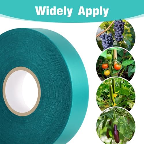 300FT Stretch Tie Tape Roll, 1'' Plant Tape Green Stretch Garden Tie