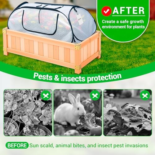 2-Pack Raised Bed Garden Cover – Frost Protection, Pop-Up Greenhouse with Storage Bag, Heavy-Duty PVC & Mesh, Easy Setup, for Vegetables, Fruits & Flowers, 45"×22"×16"
