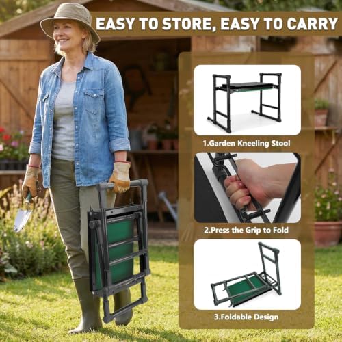 Garden Kneeler and Seat for Seniors – Heavy Duty Anti-Tip Gardening Stool