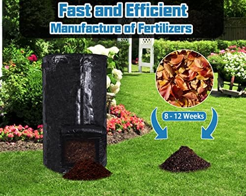 MyLifeUNIT Compost Bins Outdoor, Composting Bin for Outside Garden, Reusable Garden Yard Waste Bag, 34 Gallons (1 Pack, Black)