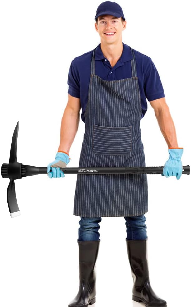 glorousamc Forged Adze Pick, Weeding Mattock Hoe Pick Mattock with Fiberglass Handle, Garden Pick, Great for Loosening Soil, Archaeological Projects (5LB-with 36" Fiberglass Handle)