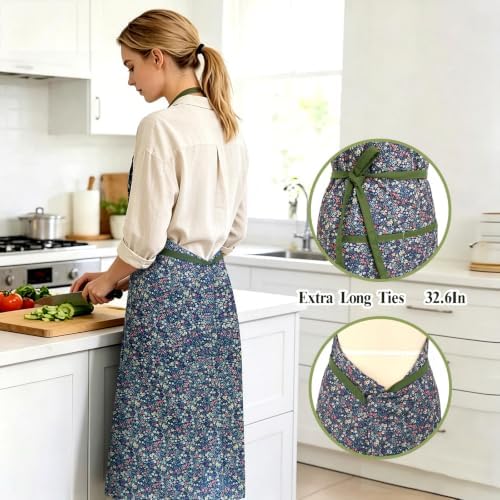 Women's Vintage Floral Kitchen Apron for Cooking & Gardening