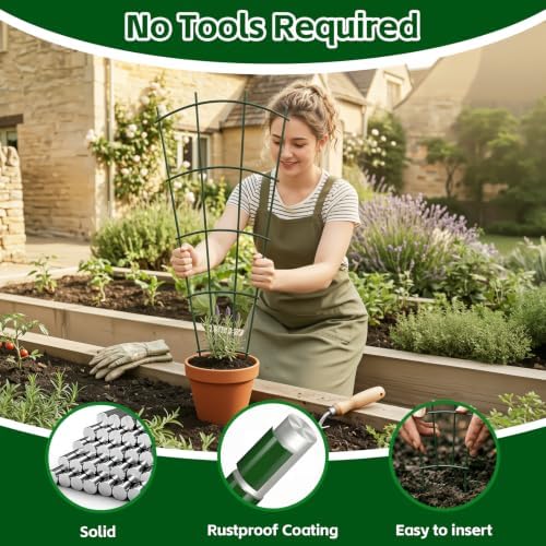 24" Metal Plant Trellis, Climbing Plant Support, 4 Pack (Green)