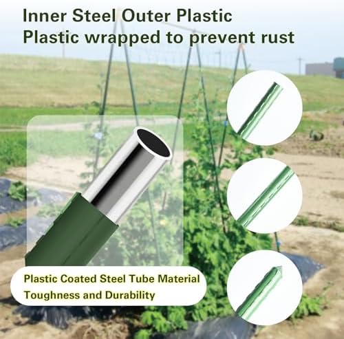 Plant Stakes 24 inch, 2ft Steel Garden Stakes 30 Pack, Sturdy Plant Support for Climbing Plants, Tomatoes, Beans, Cucumbers, Peppers, Flowers, Potted, Strengthen and Stem to Grow Better