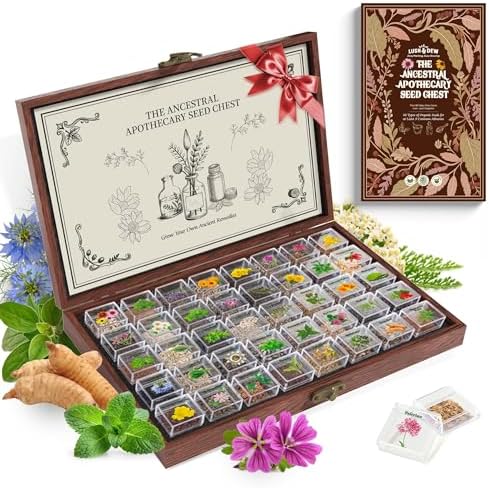 Lush&Dew Ancestral Apothecary Medicinal Tea Herb Seed Chest, Gardening Gift