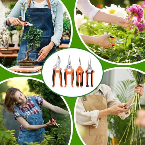 4 Pack Garden Pruning Shears Scissors Clippers Stainless Steel