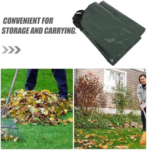 Heavy Duty Reusable Leaf Tarp Garden Tote Bag with Handles 1.98x1.98m for Yard Debris Collection and Lawn Cleanup