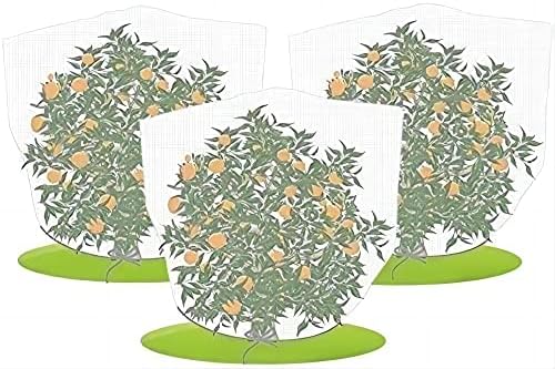 Agfabric Bird Netting 84" Hx84 W Garden Netting Insect Pest Barrier,Plant Cover Fruit Tree Netting Mesh Protection Bag with Drawstring,White,3 Pack