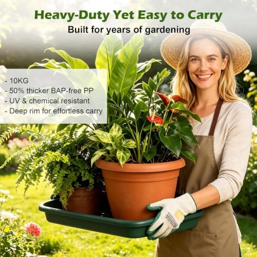 5 Pack Plant Potting Tray- Multifunctional Garden Tidy Tray, 17"x12", Green