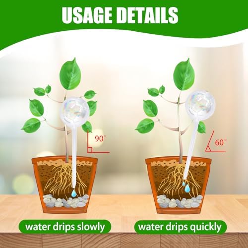 Pynqdfu 4 Pcs Large Plant Watering Globes,Self Watering Planter Insert Plant Accessories,Rainbow Gradient Glass Watering Devices for Vacation,Travel,Indoor,Outdoor,Home,Garden,10.6" L×3.15" D