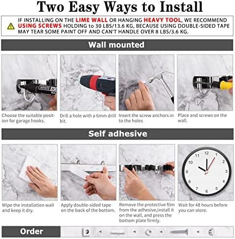 AceMining Broom Holder Wall Mount, 3 Racks 4 Hooks Heavy Duty Mop Organizer