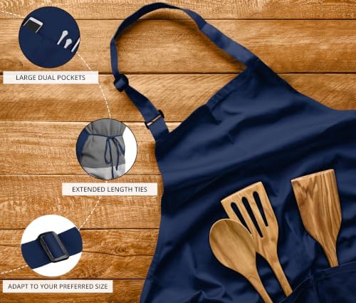 Utopia Kitchen Bib Aprons 2 Pack Adjustable With 2 Pockets 100% Polyester