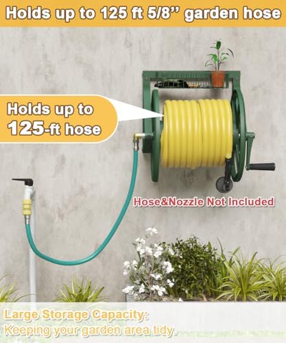 Triangle Wall Mounted Garden Hose Reel Outdoor Hose Holder Green