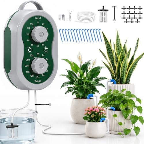 50FT Automatic Plant Watering System with Timer, Rechargeable Drip Kit