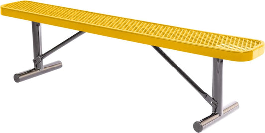 Heavy-Duty Portable Outdoor Bench Thermoplastic Coated, Expanded Metal, Commercial-Grade Seating, Made in America (Portable Without Back, 6 Ft, Textured Yellow)