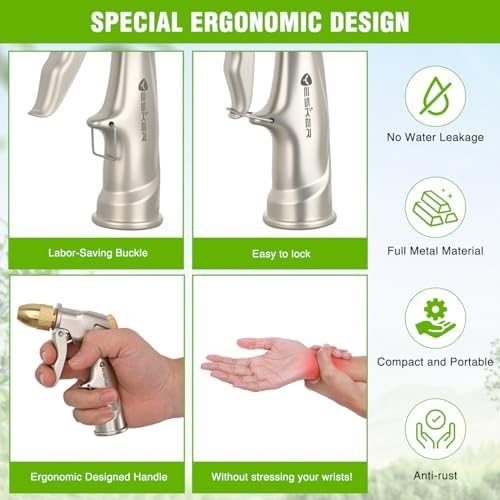 Garden Hose Nozzle Heavy Duty, Brass Water Hose Sprayer for Outdoor