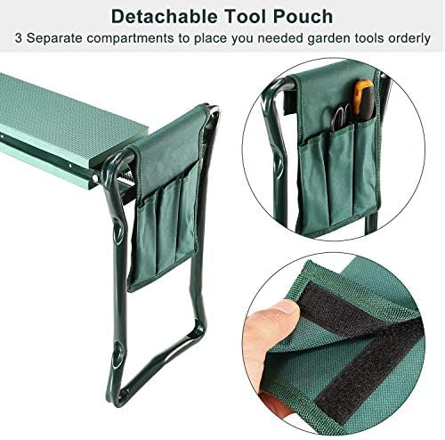 Garden Kneeler Seat, Foldable Garden Seat with Tool Bag, Kneeling Pad, Gardening Stool for Elderly, Gardening, Outdoor Use