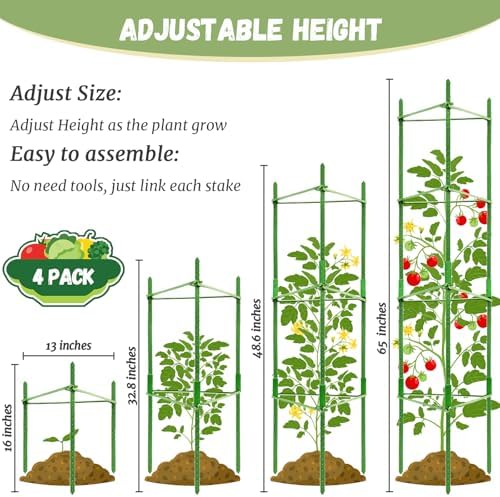 4 Pack Tomato Cage for Garden, Up to 48Inch Sturdy Tomato Trellis