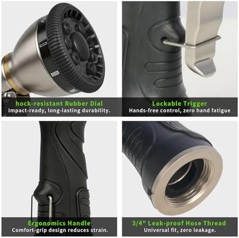 Garden Hose Nozzle Sprayer, Heavy Duty Metal Water Hose Nozzle