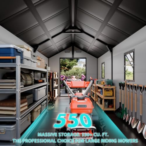 8x12 FT Resin Plastic Outdoor Storage Shed with Floor